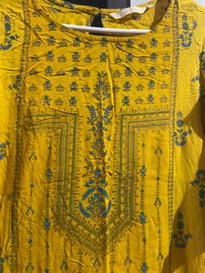 Yellow Printed Kurta