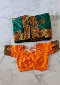 Only One Time Wear Saree With Stitch Blouse