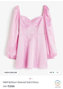 pink balloon sleeve dress