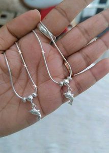 Charming Dolphin Design Silver Anklets