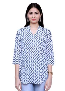 Blue Striped Shirt Kurti