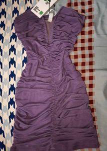 Purple Ruched Bodycon Micro Mini Dress 😍