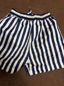 Blue And White Striped Shorts