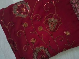 New Maroon Saree with Intricate Gold Embroidery✨