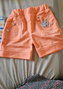 Girl Multi Color Lining Top With Peach Bottom
