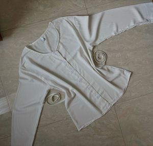 White Button Tie Top