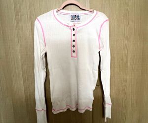Hello Kitty Ribbed Henley Top – Soft &amp; Cute