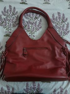 Vieta Red Leather Fringe Bag