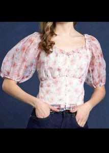 Mast&amp;Harbour Puff Sleeve Corset Top