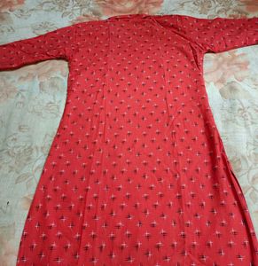 Red Print Button-Down Kurta♥️