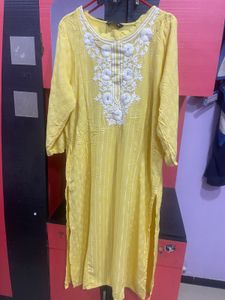 Yellow Embroidered Kurta