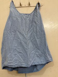 Blue Embroidered Tank Top