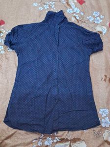 Navy Blue Polka Dot Shirt