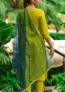 Stylish Green Embroidered Kurti with Dupatta