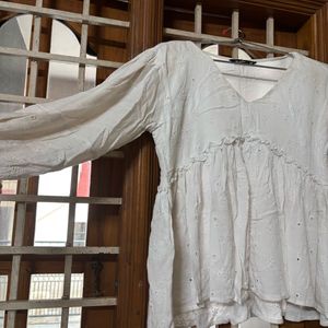 White Zudio A Line Short Kurthi