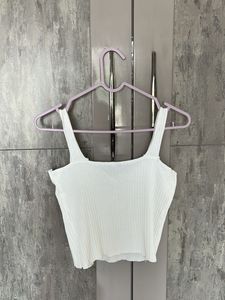 White Ribbed Tank Top