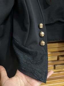 Puffed Sleeve Bolero Jacket With Lace Detail