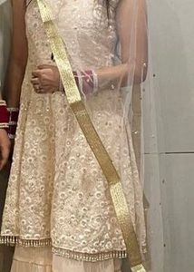 Elegant Embroidered Peach Sharara Set