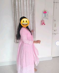 Pink Chikankari Anarkali Kurti💕