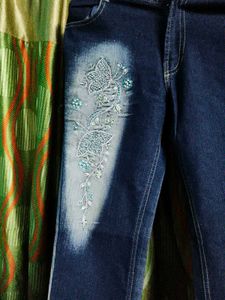 Embroidered Denim Jeans