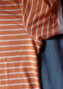 Casual Striped Printed Peach Top