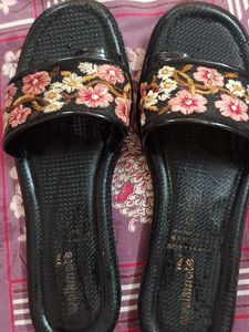 Floral Embroidered Slide Slippers