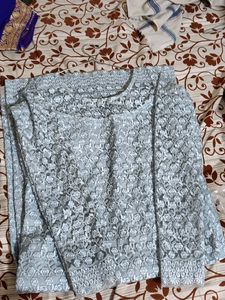 Pestal Light Blue Net Stitch Kurta