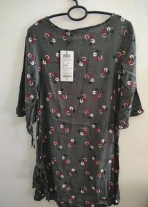 Grey Pattern Casual Dress