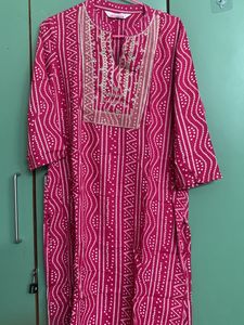 Pink Block Print Jaipuri Kurti