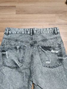 Trendy Distressed Gray Denim Jeans