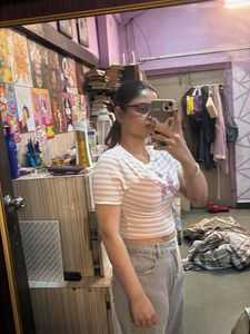 White Graphic Crop Top