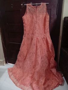 Peach &amp; Black Gharara Set with Golden Lace