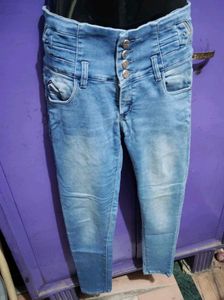 High Waisted Button Jeans