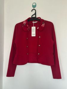 Red Floral Collar Jacket