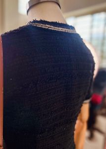 Chic Black Tweed Mini Dress