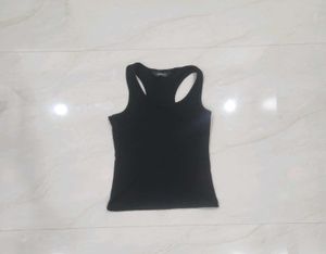 Black Ribbed Racerback Tank Top