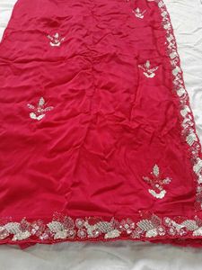Brand New Glass Organza Heavy Embroidery Saree