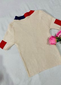 Retro Ribbed Button-Up Top
