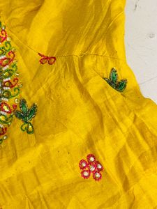 Yellow Embellished Kurti