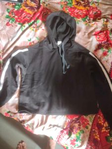 Black &amp; White Striped Hoodie