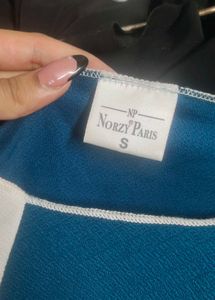 White &amp; Blue Crop Top Women
