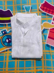 White Cotton Full Sleeves Kurta