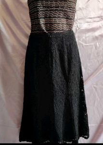 Elegant Lace Black Skirt With A Crop Top