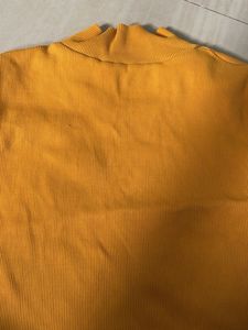 Yellow Ribbed Mock Neck Top