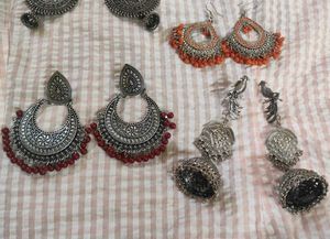 Beautiful Pack Of 5 Oxidised Earrings