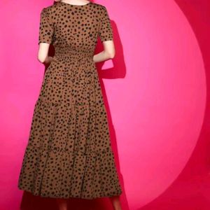 Chic Brown Polka Dot Dress