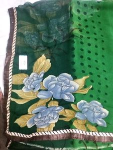 Triple Green Floral Saree With Blouse