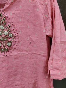 Embroidered Pink Kurti