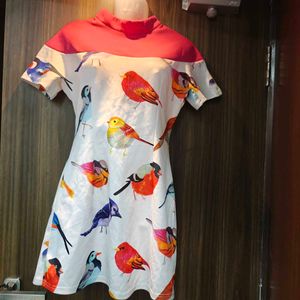 Bird Print Casual Dress