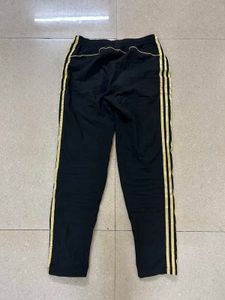 Adidas Black Trackpant With Golden Strips